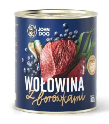 JOHN DOG Berry line Beef with blueberries - wet dog food - 800g