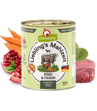 GRANATAPET Liebling's Mahlzeit Beef and pheasant - wet dog food - 800g