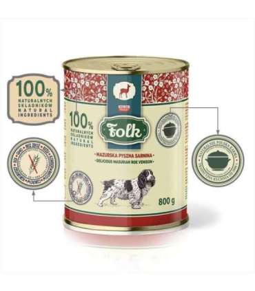 FOLK Delicious Masurian roe venison - wet dog food - 800g