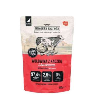 WIEJSKA ZAGRODA Beef with duck - wet dog food - 500g