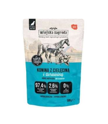 WIEJSKA ZAGRODA Horse meat with veal - wet dog food - 500g