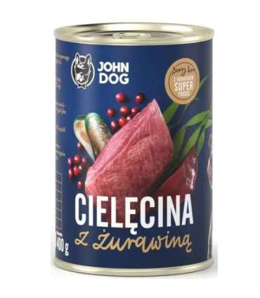 John Dog BERRY Adult cielęcina z żurawiną 800g