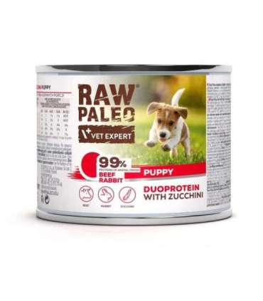 RAW PALEO Duoprotein Beef & Rabbit Puppy - wet dog food - 200g