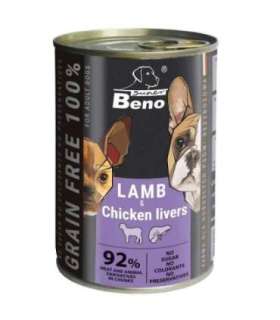 SUPER BENO Lamb with chicken livers - wet dog food - 415g