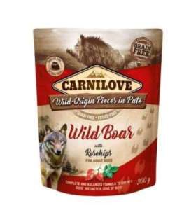 CARNILOVE Dog Pouch Wild boar & rosehips - wet dog food - 300g