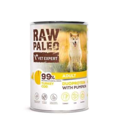 RAW PALEO Duoprotein Turkey & Cod Adult - wet dog food - 400g
