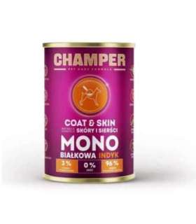 CHAMPER Coat & Skin Monoprotein Turkey - wet dog food - 400g
