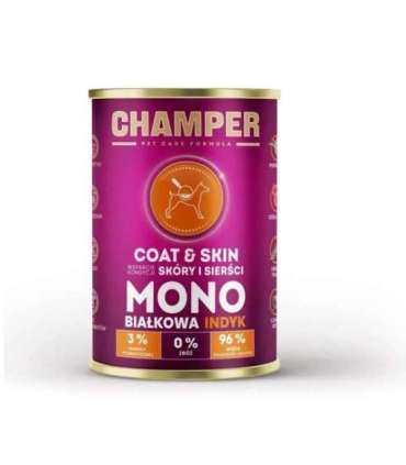 CHAMPER Coat & Skin Monoprotein Turkey - wet dog food - 400g