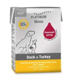 PLATINUM Menu Adult Duck+Turkey  - wet dog food - 185g