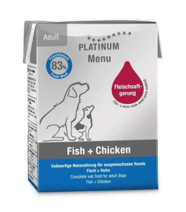 PLATINUM Menu Adult Fish+Chicken - wet dog food - 185g