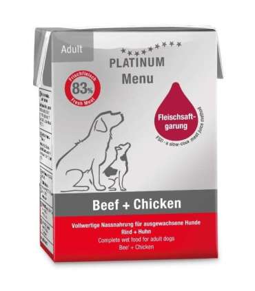 PLATINUM Menu Adult Beef+Chicken  - wet dog food - 185g