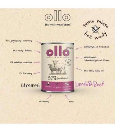 OLLO Umami Lamb and beef - wet dog food - 850g