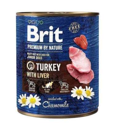 BRIT Premium by nature Junior Turkey with Liver - wet dog food - 800g