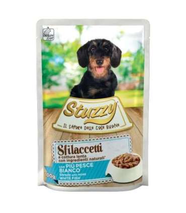 STUZZY Sfilaccetti with white fish meat - wet dog food - 100g