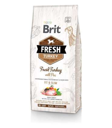 BRIT Fresh Turkey & Pea Fit & Slim - Dry dog food Turkey with pea - 12 kg