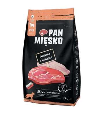 PAN MIĘSKO Veal with turkey M - dry dog food - 9kg