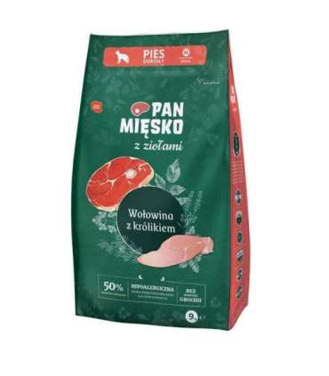 PAN MIĘSKO with herbs Beef with rabbit M - dry dog food - 9kg