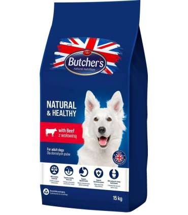BUTCHER'S Natural&Healthy with beef - dry dog food - 15 kg