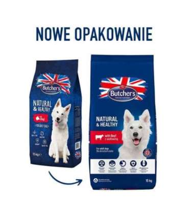 BUTCHER'S Natural&Healthy with beef - dry dog food - 15 kg