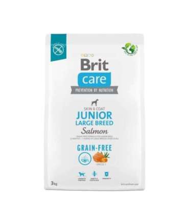 Dry food for young dog (3 months - 2 years), large breeds over 25 kg - Brit Care Dog Grain-Free Junior Large salmon 3kg