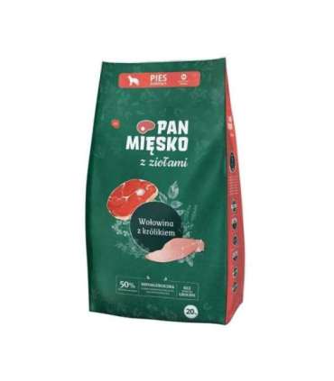 PAN MIĘSKO with herbs Beef with rabbit M - dry dog food - 20kg