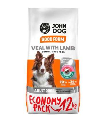 JOHN DOG Good Form Adult Medium and large breeds Veal with lamb - dry dog food - 12 kg