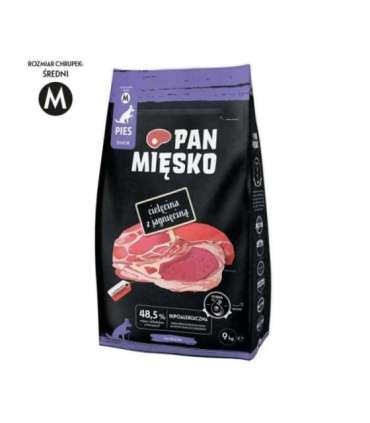 PAN MIĘSKO Veal with Lamb Senior Crunchy M - Dry Dog Food - 9kg
