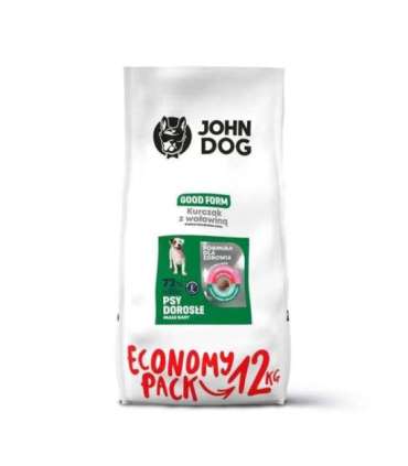 JOHN DOG Good Form Adult Chicken with beef - dry dog food - 12 kg