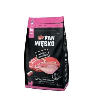 PAN MIĘSKO Veal with quail XS (puppy) - dry dog food - 3kg