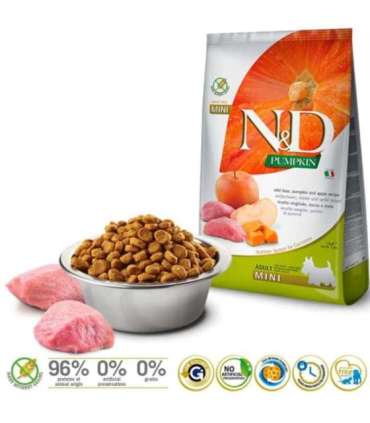 FARMINA N&D GF Pumpkin, Boar & Apple Adult Mini - dry dog food - 800 g