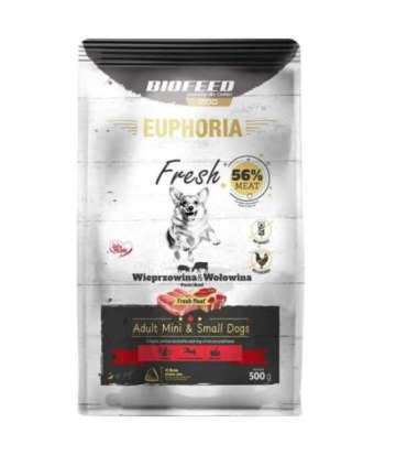 EUPHORIA Fresh Adult Pork with beef XS/S - dry dog food - 500g