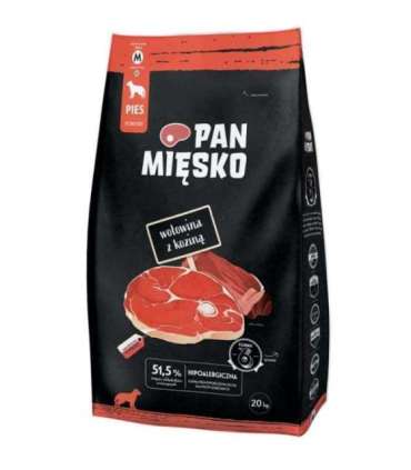 PAN MIĘSKO Beef with goat M  - dry dog food - 20kg