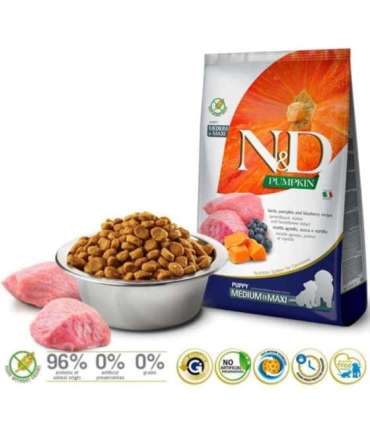 FARMINA N&D GF PUMPKIN DOG LAMB&BLUEBERRY PUPPY MEDIUM/MAXI 12kg