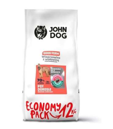JOHN DOG Good Form Adult Pork with beef  - dry dog food - 12 kg