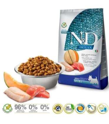 FARMINA N&D Ocean Dog Salmon, Cod, Cantaloupe, Melon Adult Mini - dry dog food - 800 g