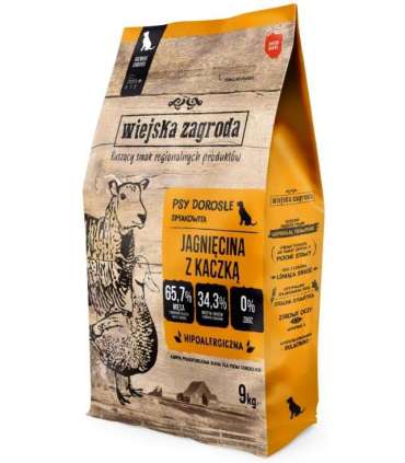 Wiejska Zagroda Jagnięcina z kaczką (dorosły) Karma sucha dla psa chrupki S 9kg