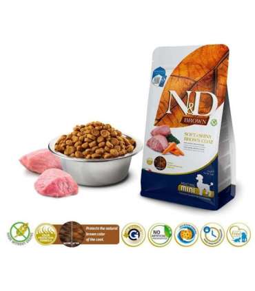 FARMINA N&D Brown Dog Lamb, Spirulina&Carrot Adult Mini - dry dog food - 2 kg