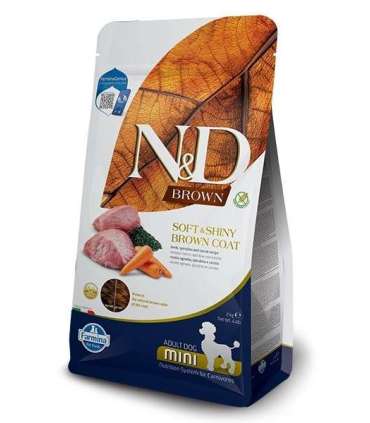 FARMINA N&D Brown Dog Lamb, Spirulina&Carrot Adult Mini - dry dog food - 2 kg