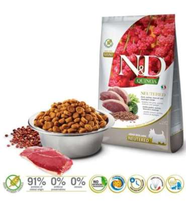 FARMINA N&D Quinoa Dog Duck, Broccoli, Asparagus Neutered Adult Mini - dry dog food - 2.5 kg