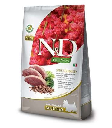 FARMINA N&D Quinoa Dog Duck, Broccoli, Asparagus Neutered Adult Mini - dry dog food - 2.5 kg