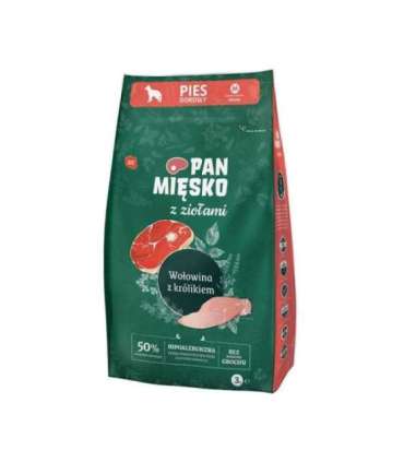 PAN MIĘSKO with Herbs Beef with Rabbit M - dry dog food - 3kg