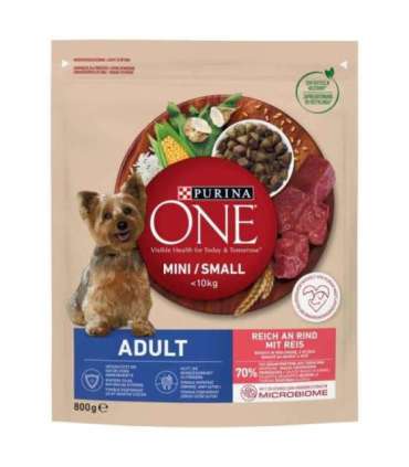PURINA One Mini Adult Beef, Rice - Dry Dog Food - 800 g