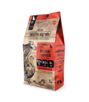 WIEJSKA ZAGRODA Beef with turkey L - dry dog food - 2kg