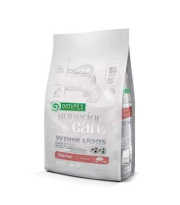 NATURE'S PROTECTION Superior Care White Dogs Grain Free Starter Salmon - dry food for white-coated puppies - 1.5 kg