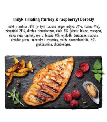 PAKA ZWIERZAKA Turkey with raspberry M - dry dog food - 1,5kg