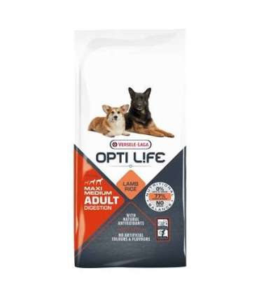 VERSELE-LAGA Opti Life Adult Digestion Medium & Maxi Lamb - dry dog food - 12,5kg