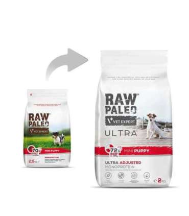 RAW PALEO Ultra Mini Puppy Beef - dry food for puppies of small breeds - 2 kg