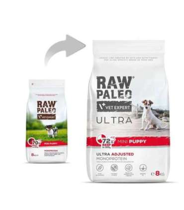 RAW PALEO Ultra Mini Puppy Beef - dry food for puppies of small breeds - 8 kg