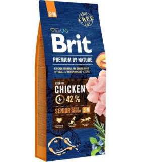 BRIT Premium by Nature Senior Small&Medium Chicken - dry dog food - 15 kg