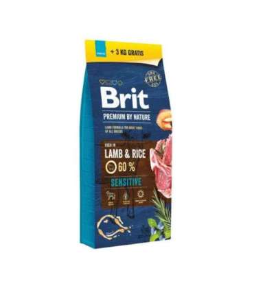 BRIT Premium by Nature Sensitive Lamb and rice - dry dog food - 15kg + 3kg